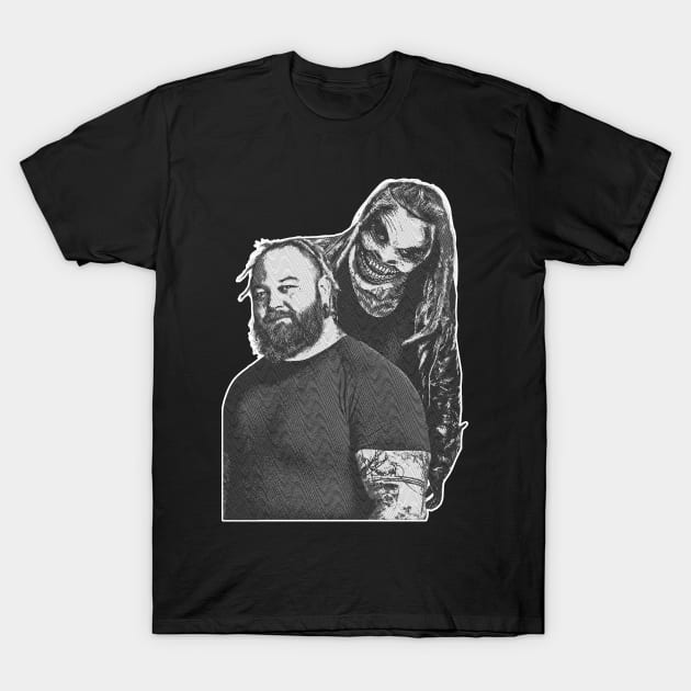 Bray Wyatt On Black - Simple Engraved T-Shirt by Chillashop Artstudio